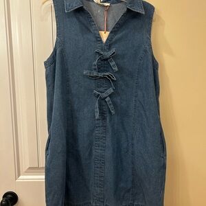 NWT Boot Barn Sleeveless Denim Bow Dress